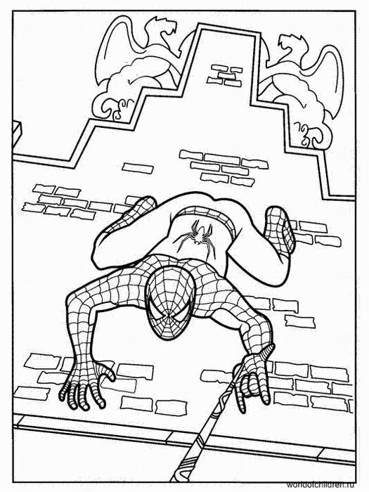 Распечатать раскраску Человек паук для детей бесплатно